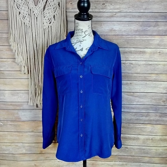Revolve | Central Park West Cobalt Button Up Shirt - Picture 2 of 9